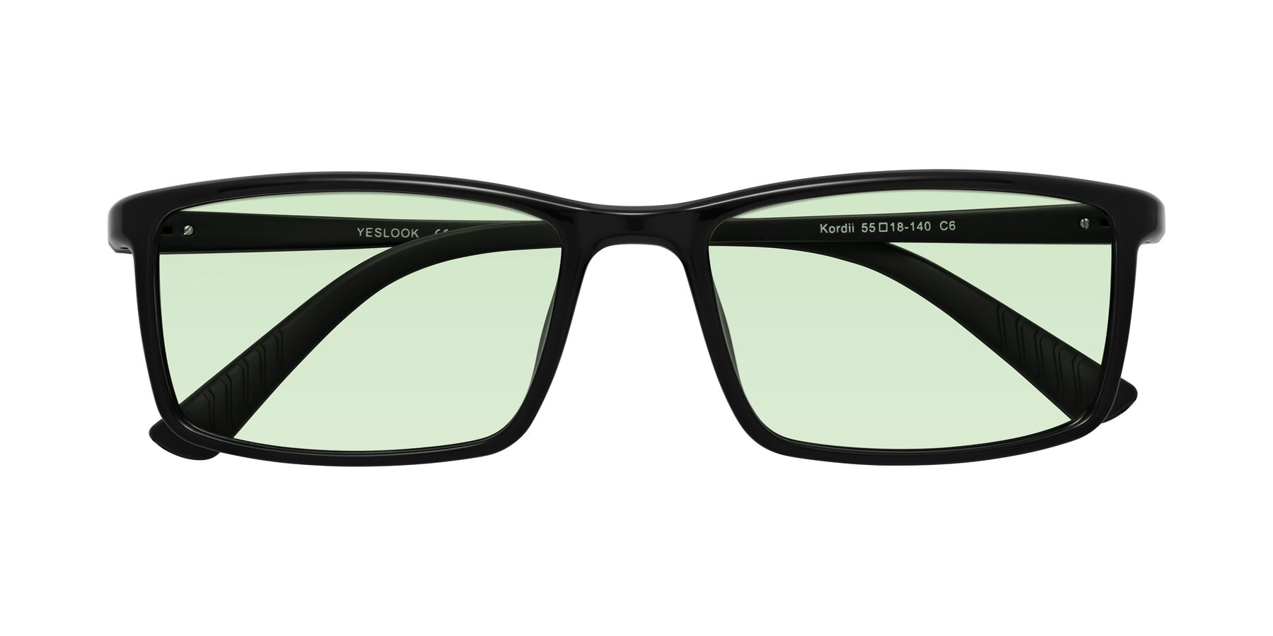Folded Front of Kordii in Black with Light Green Tinted Lenses