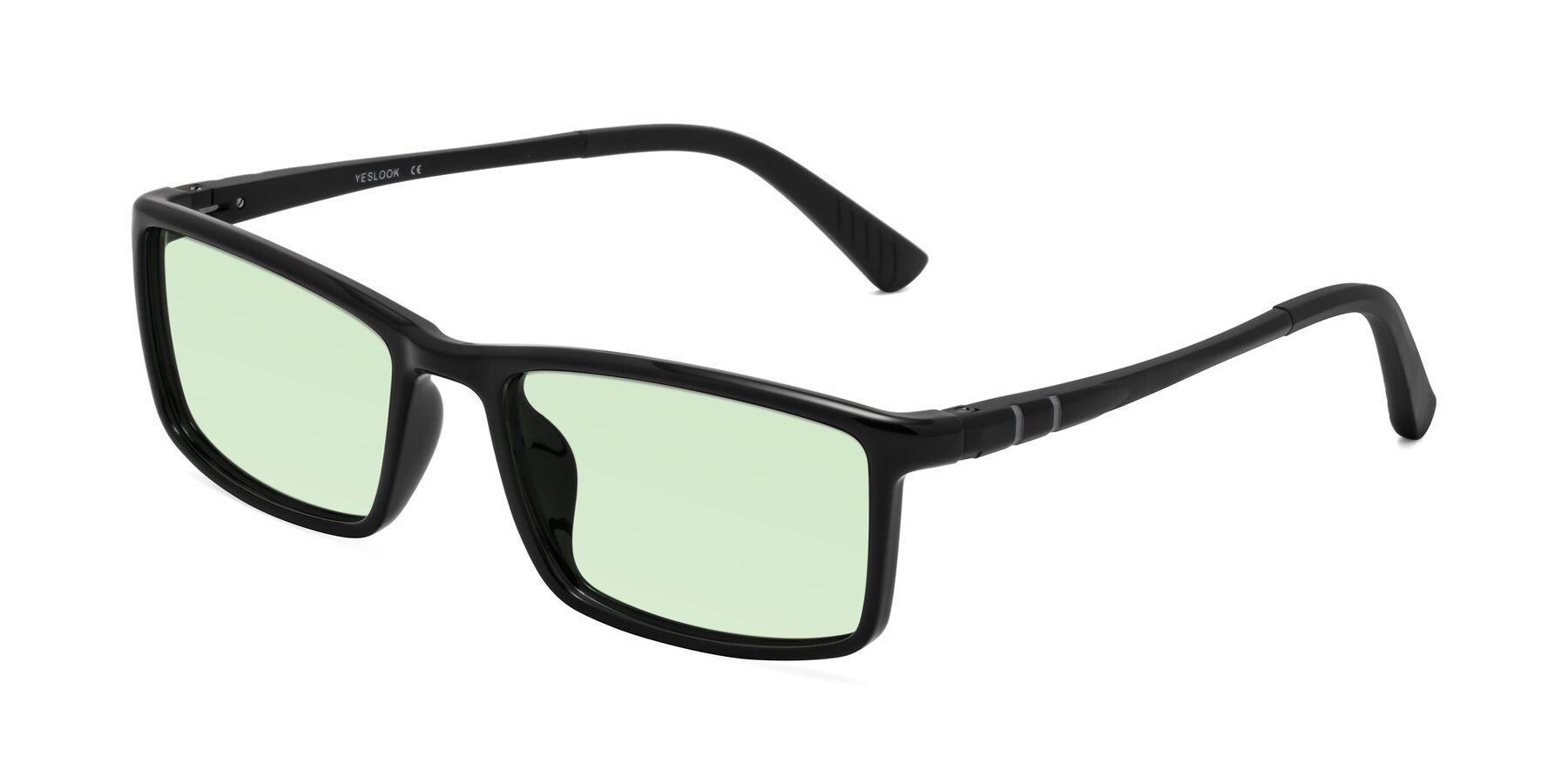 Angle of Kordii in Black with Light Green Tinted Lenses