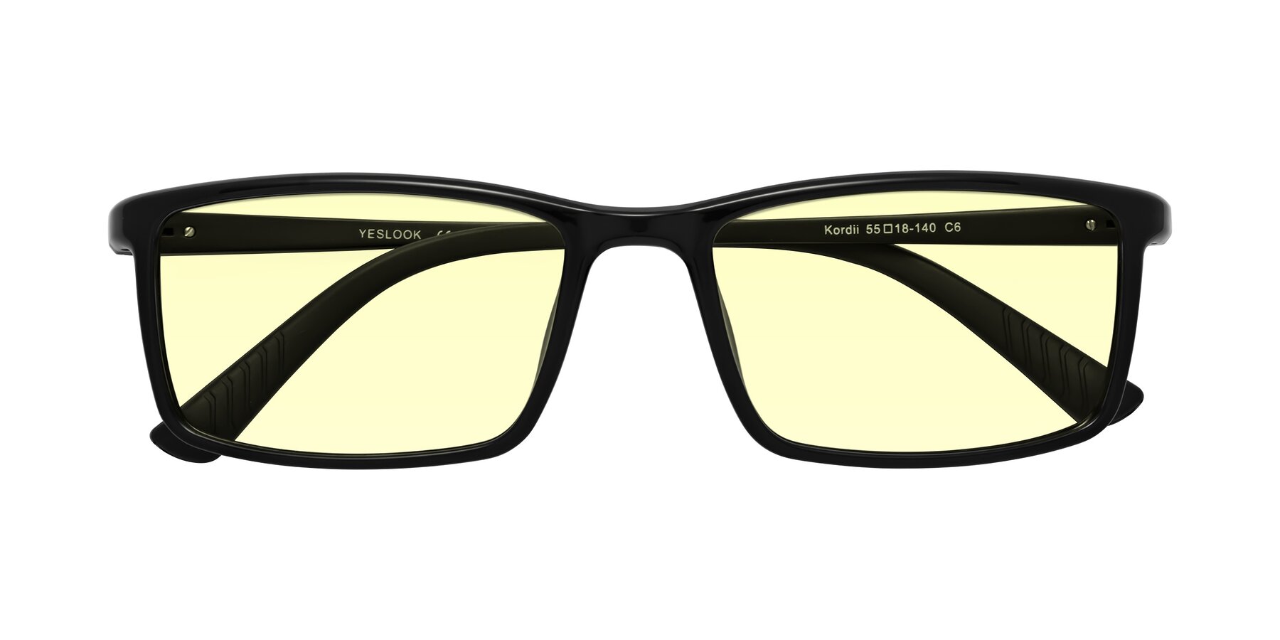 Folded Front of Kordii in Black with Light Yellow Tinted Lenses