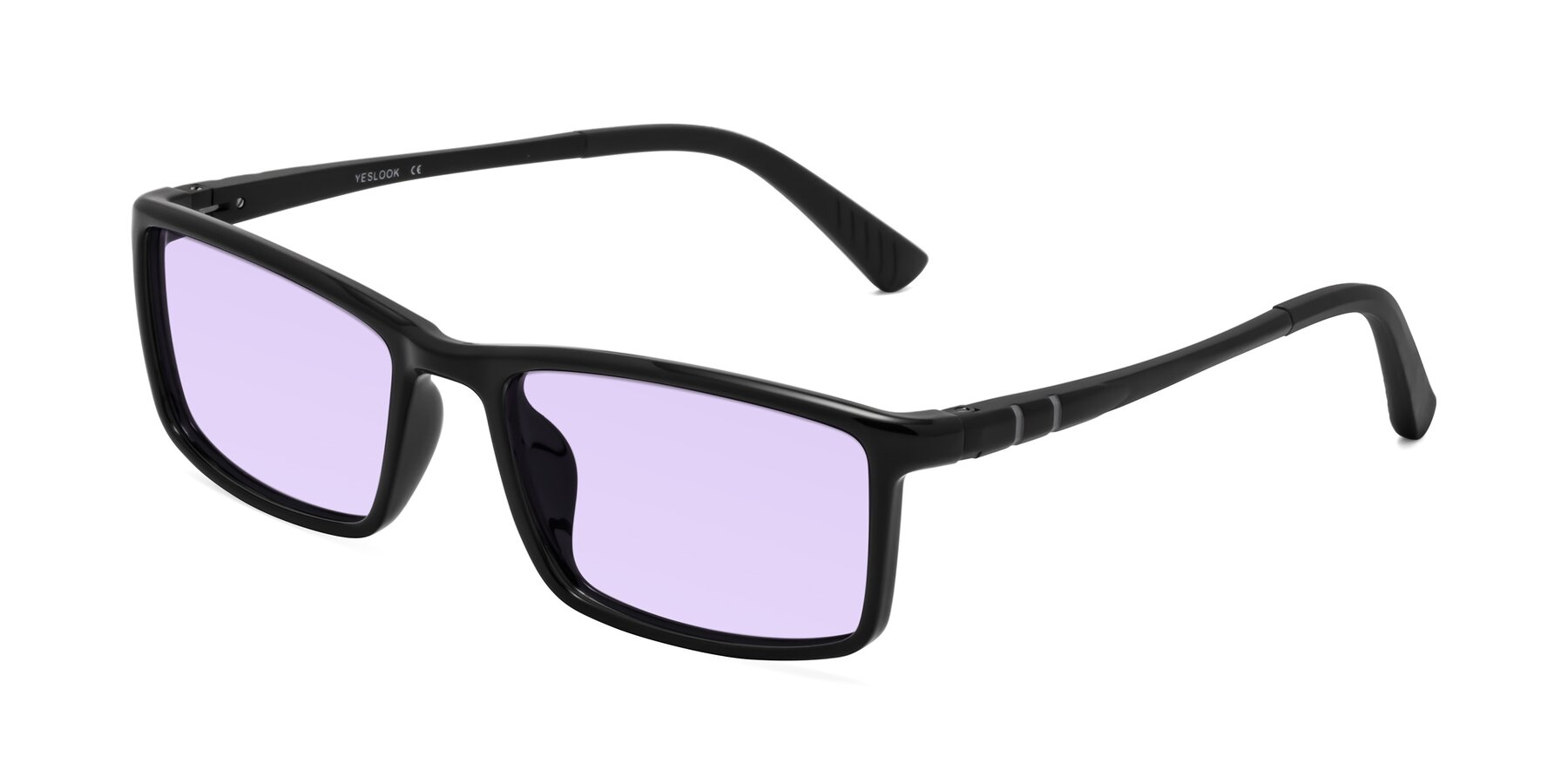 Angle of Kordii in Black with Light Purple Tinted Lenses