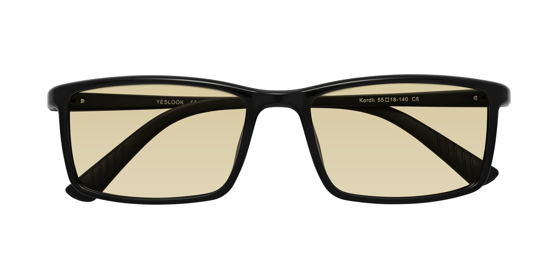 Folded Front of Kordii in Black with Light Champagne Tinted Lenses