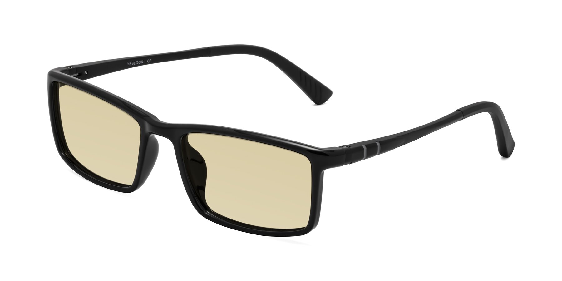 Angle of Kordii in Black with Light Champagne Tinted Lenses