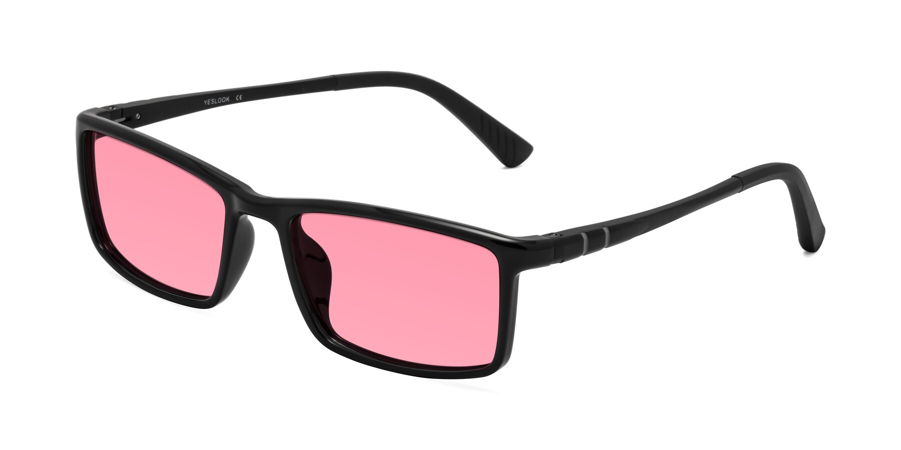 Angle of Kordii in Black with Pink Tinted Lenses