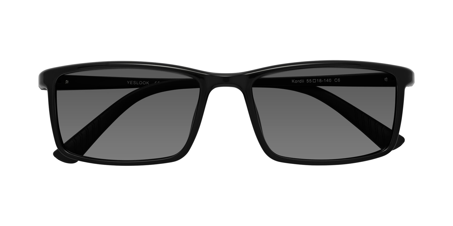 Folded Front of Kordii in Black with Medium Gray Tinted Lenses