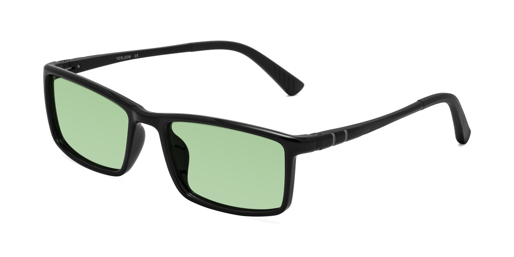 Angle of Kordii in Black with Medium Green Tinted Lenses