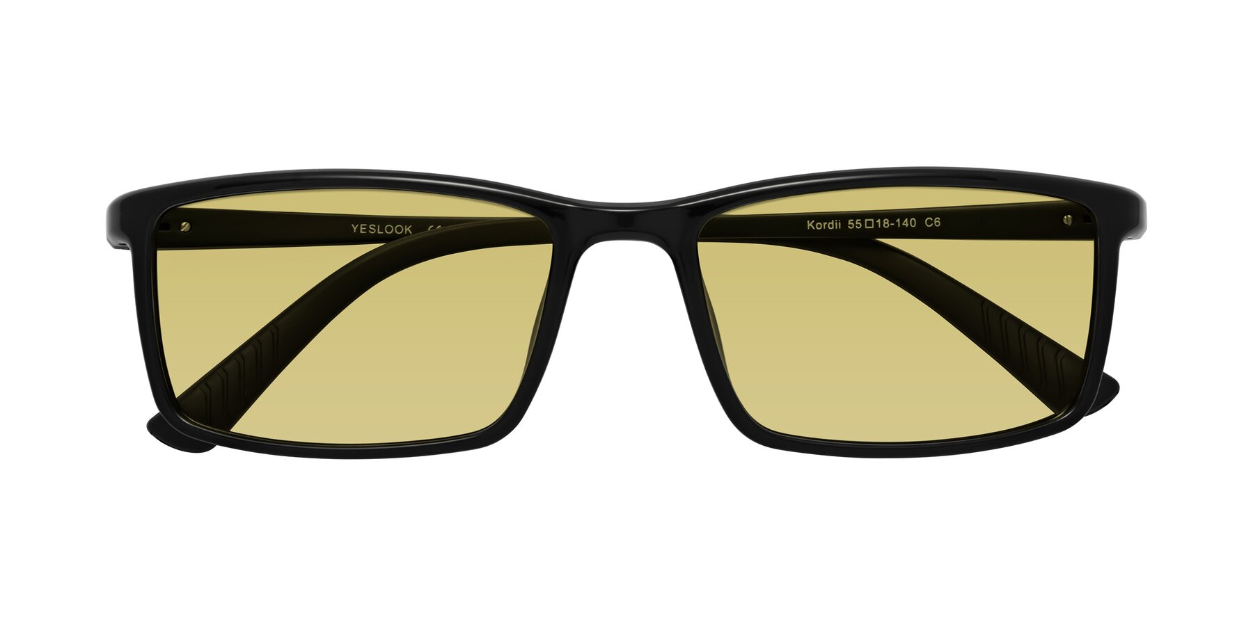 Folded Front of Kordii in Black with Medium Champagne Tinted Lenses