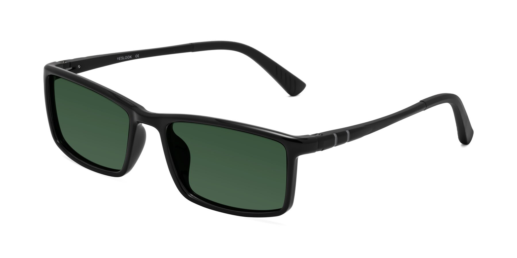 Angle of Kordii in Black with Green Tinted Lenses