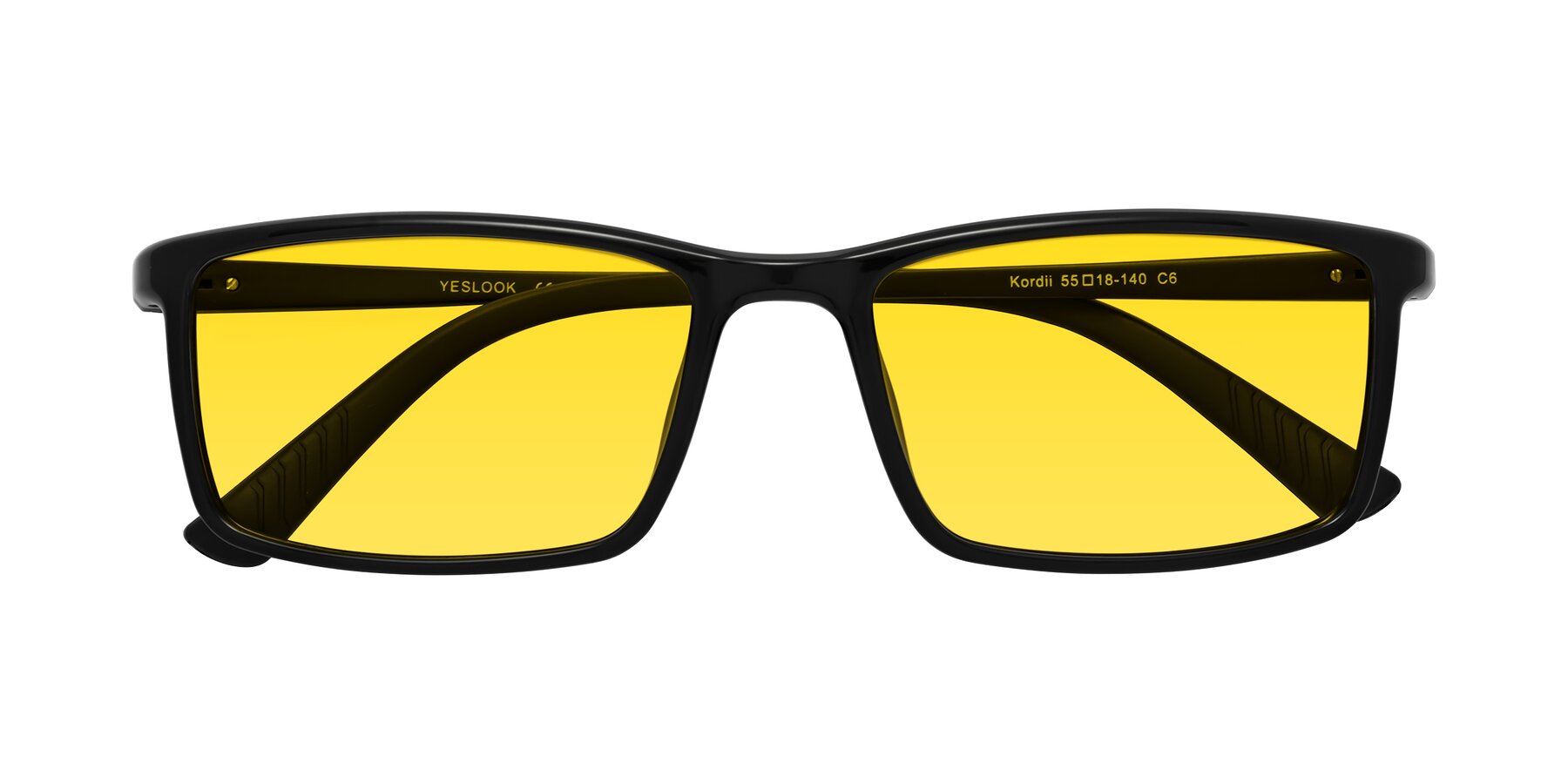 Folded Front of Kordii in Black with Yellow Tinted Lenses