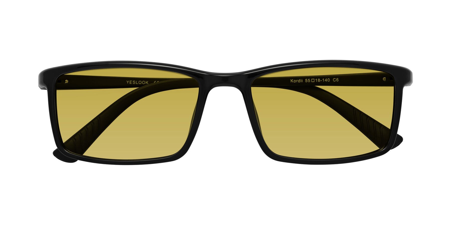 Folded Front of Kordii in Black with Champagne Tinted Lenses
