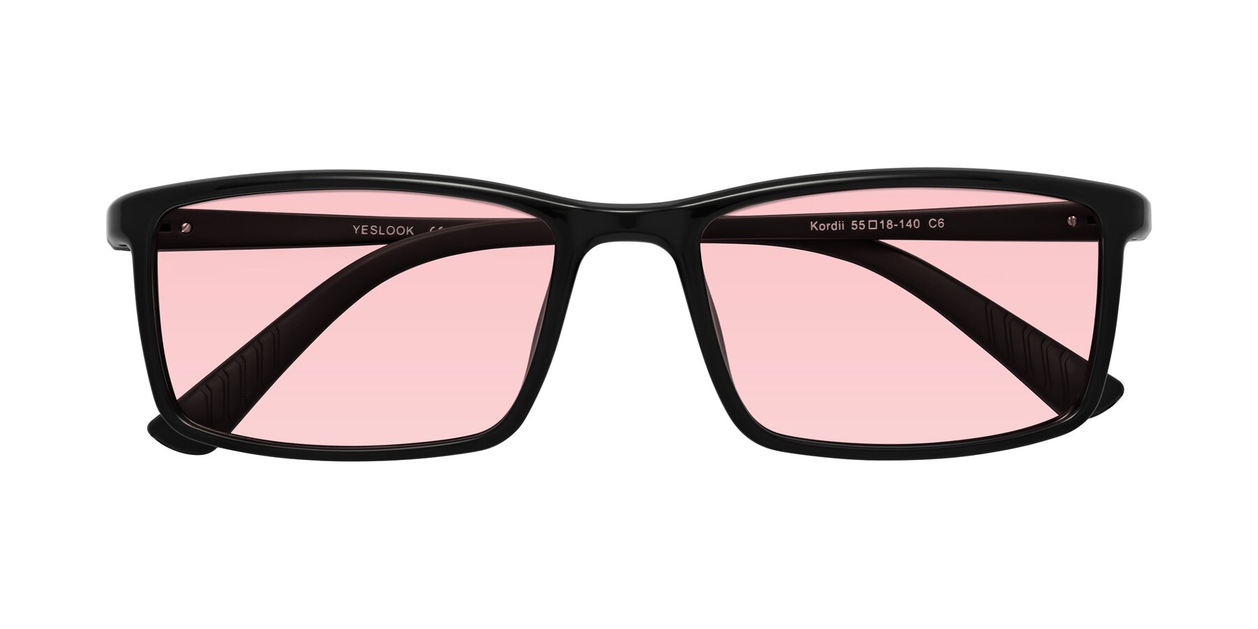 Folded Front of Kordii in Black with Light Garnet Tinted Lenses