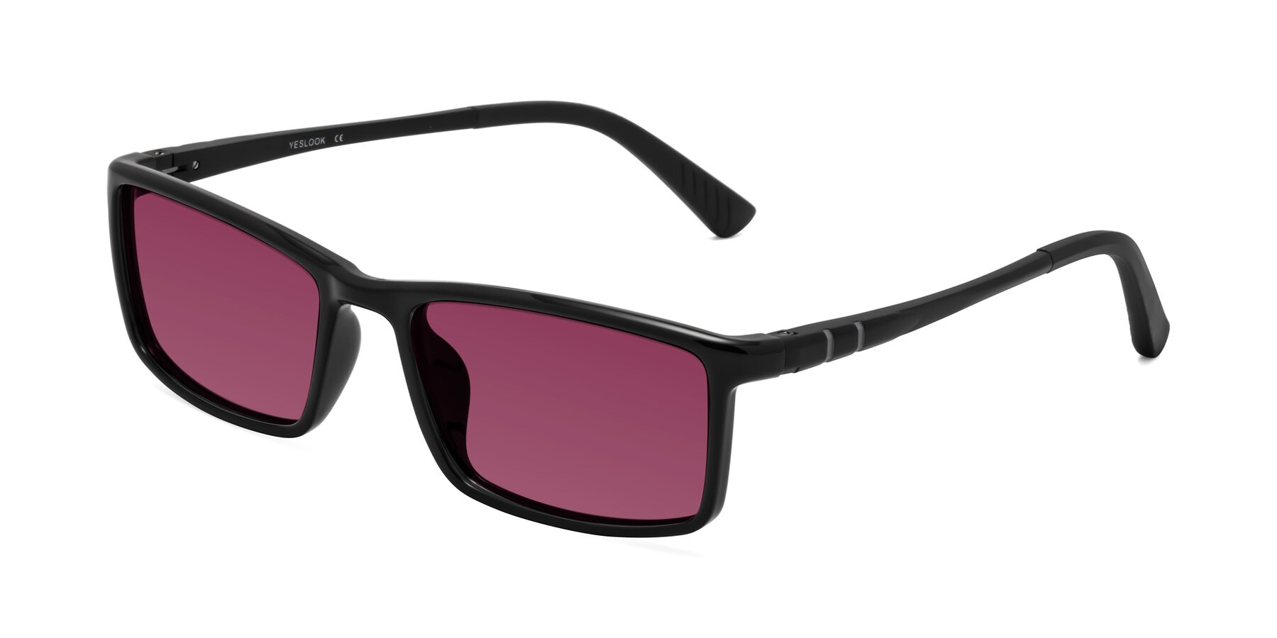 Angle of Kordii in Black with Wine Tinted Lenses