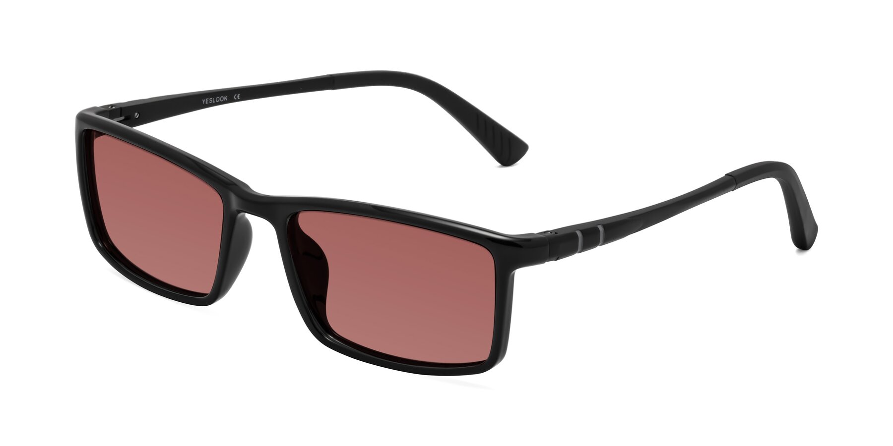 Angle of Kordii in Black with Garnet Tinted Lenses
