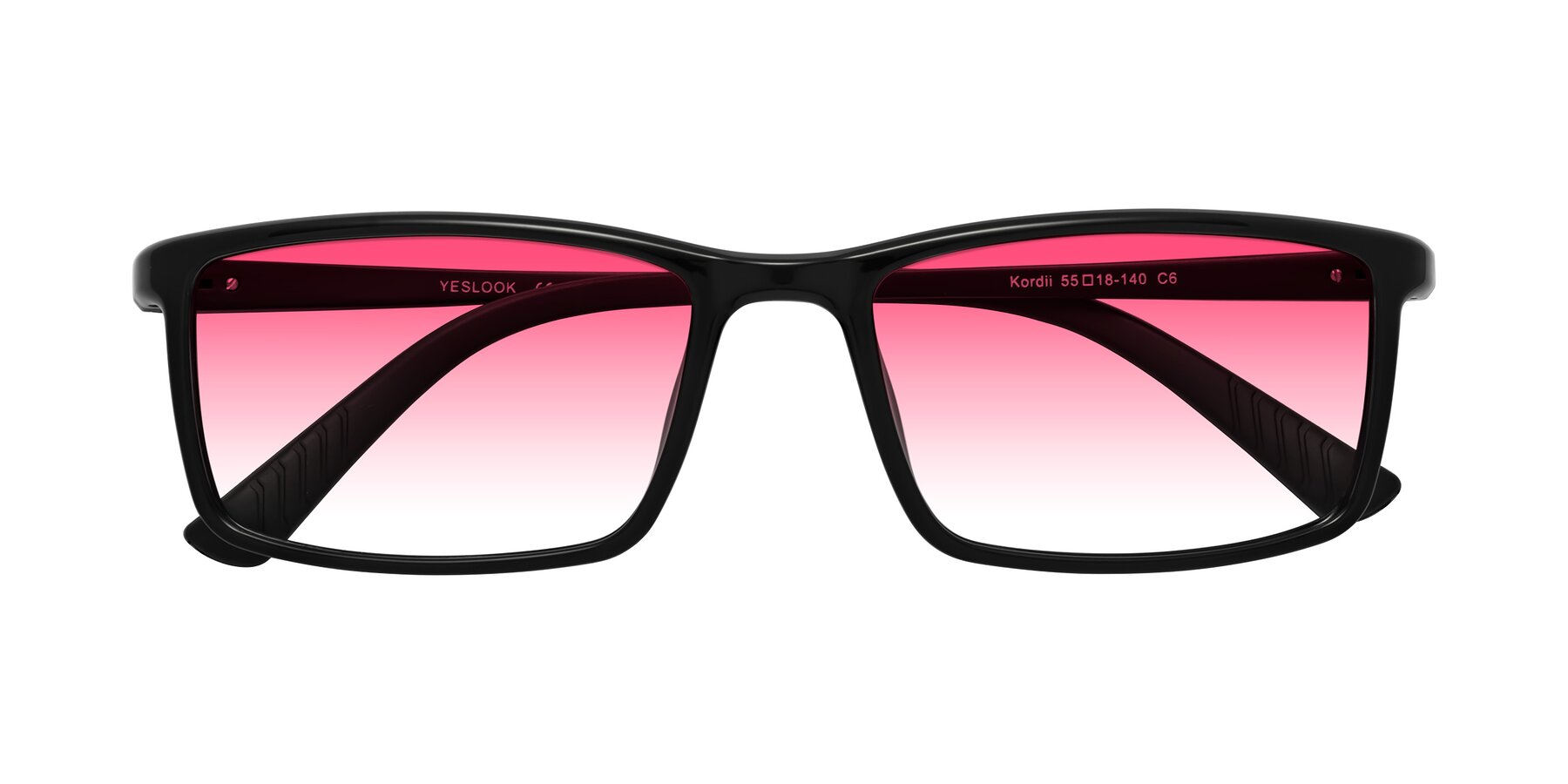Folded Front of Kordii in Black with Pink Gradient Lenses