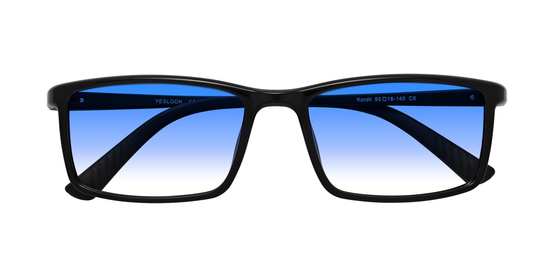 Folded Front of Kordii in Black with Blue Gradient Lenses