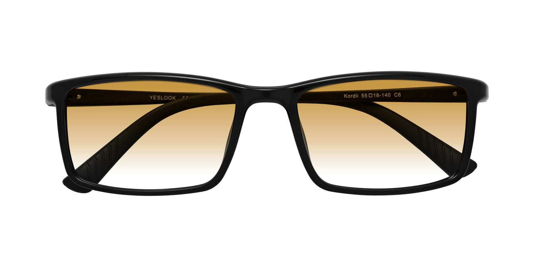 Folded Front of Kordii in Black with Champagne Gradient Lenses