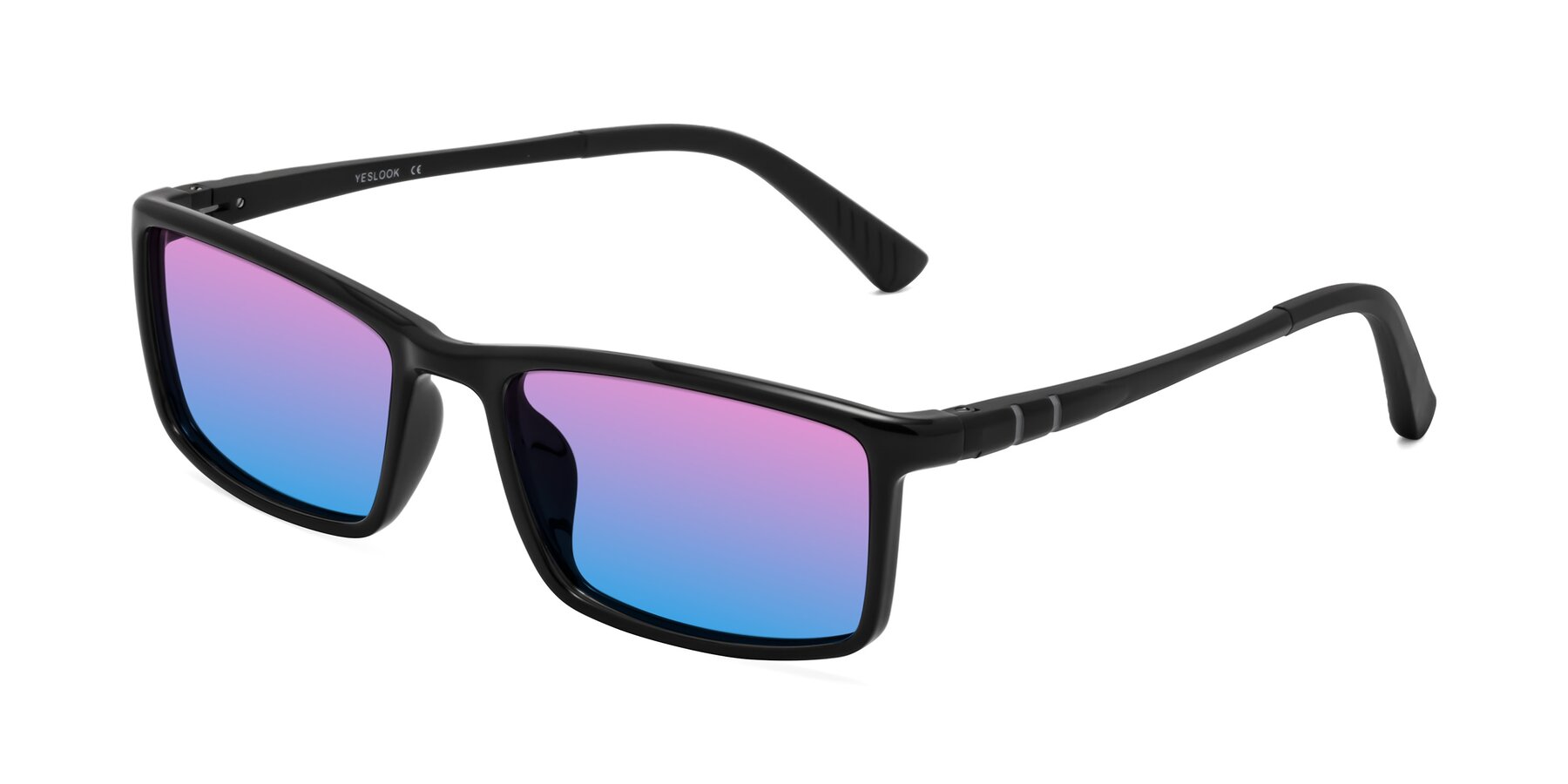 Angle of Kordii in Black with Pink / Blue Gradient Lenses