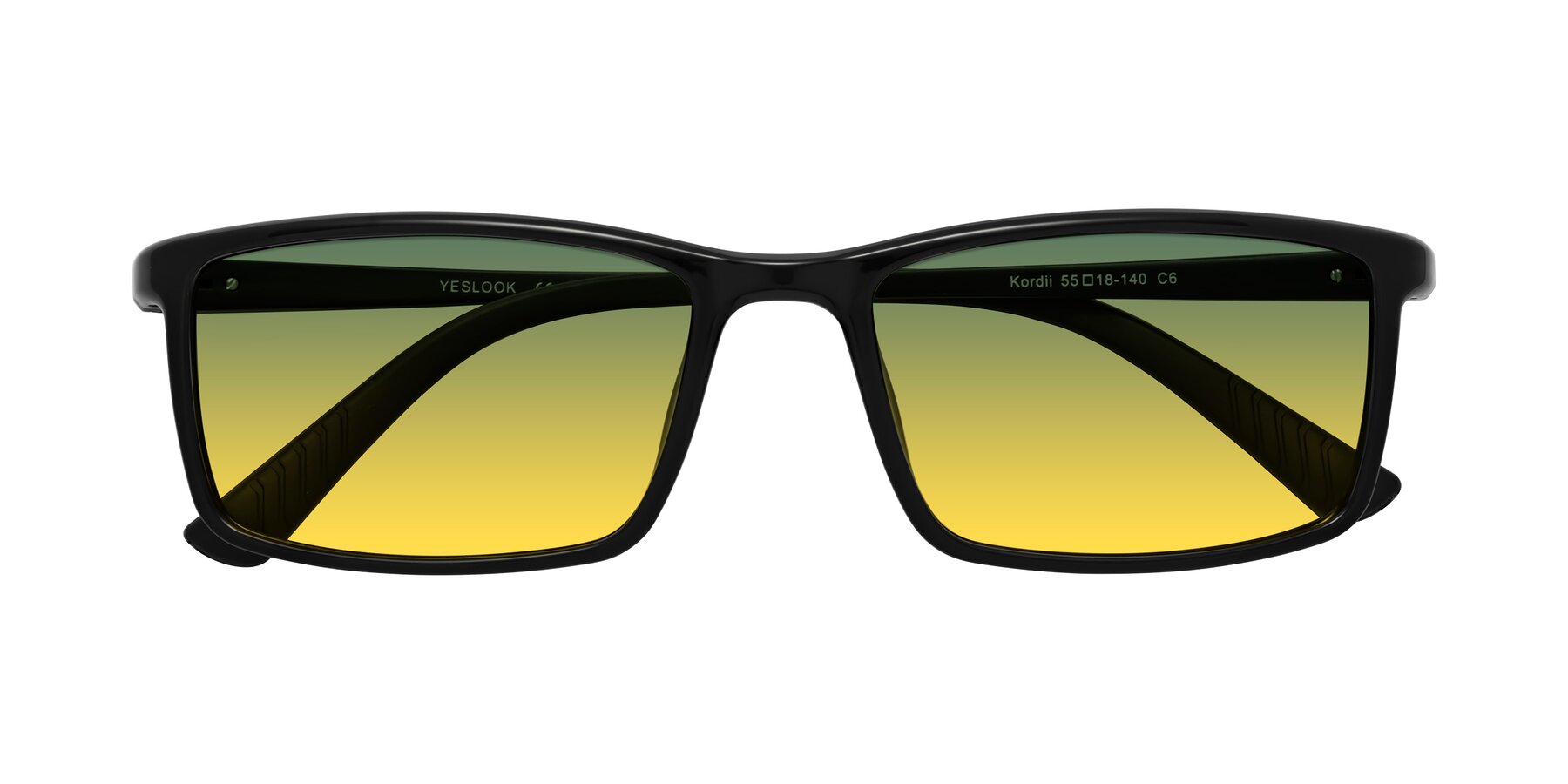 Folded Front of Kordii in Black with Green / Yellow Gradient Lenses