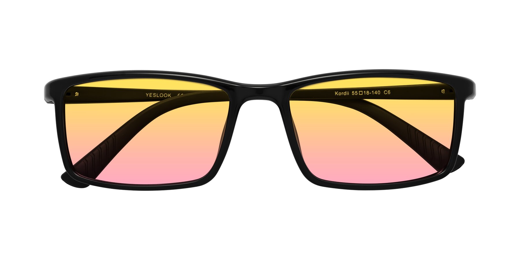 Folded Front of Kordii in Black with Yellow / Pink Gradient Lenses
