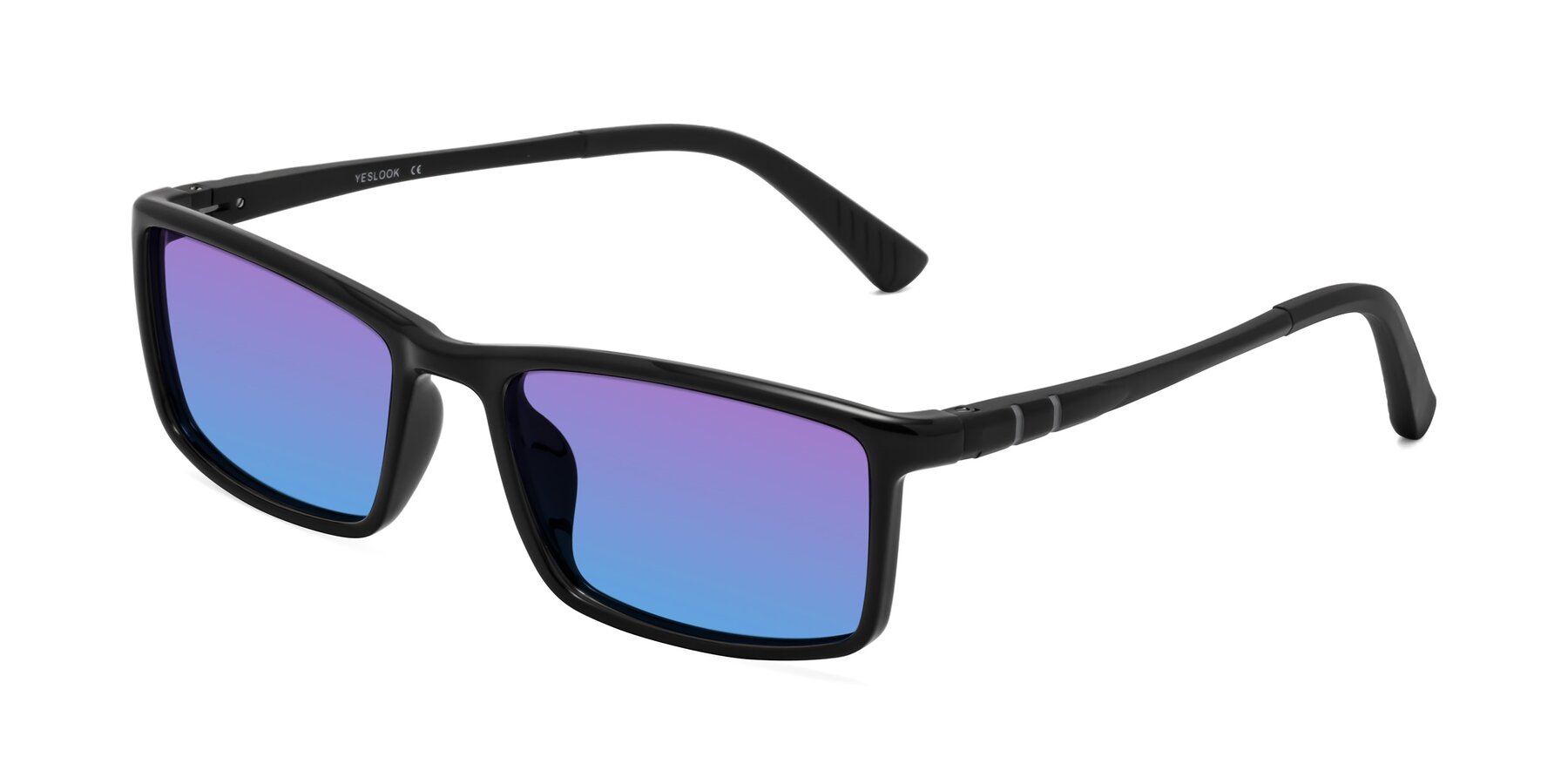 Angle of Kordii in Black with Purple / Blue Gradient Lenses