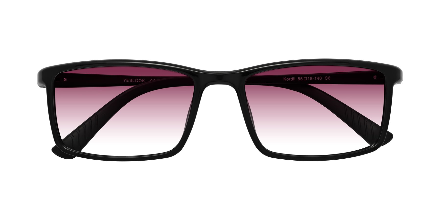 Folded Front of Kordii in Black with Wine Gradient Lenses