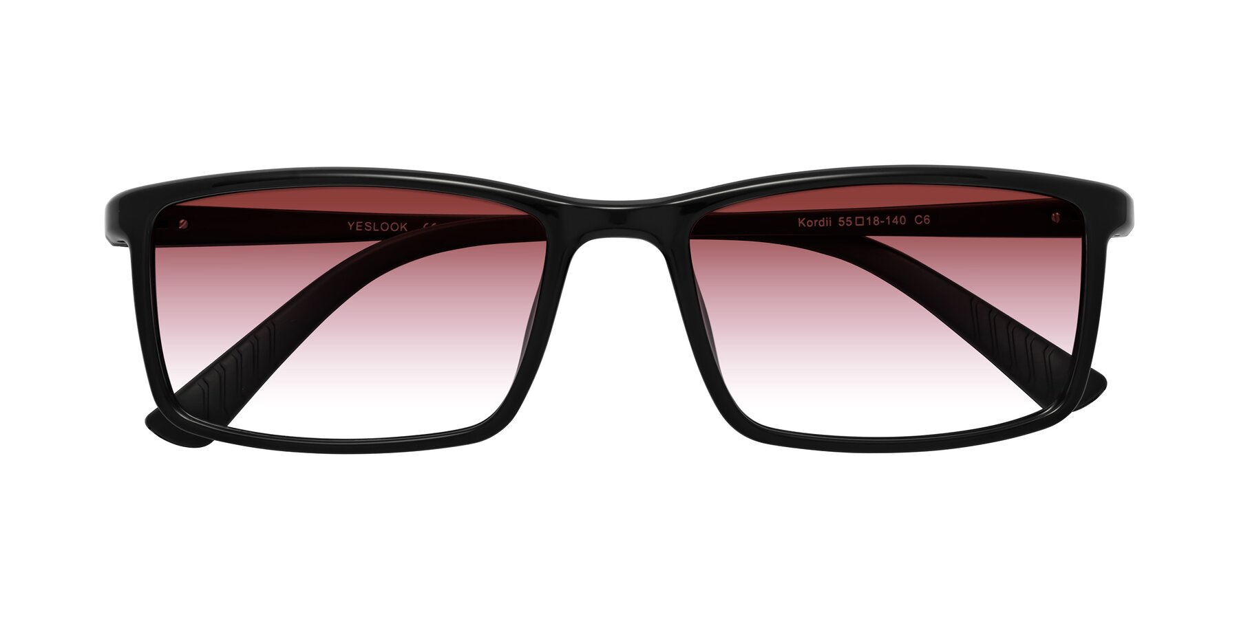 Folded Front of Kordii in Black with Garnet Gradient Lenses