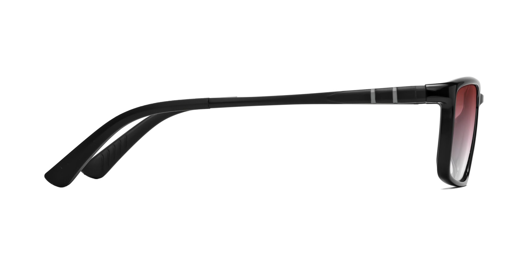 Side of Kordii in Black with Garnet Gradient Lenses