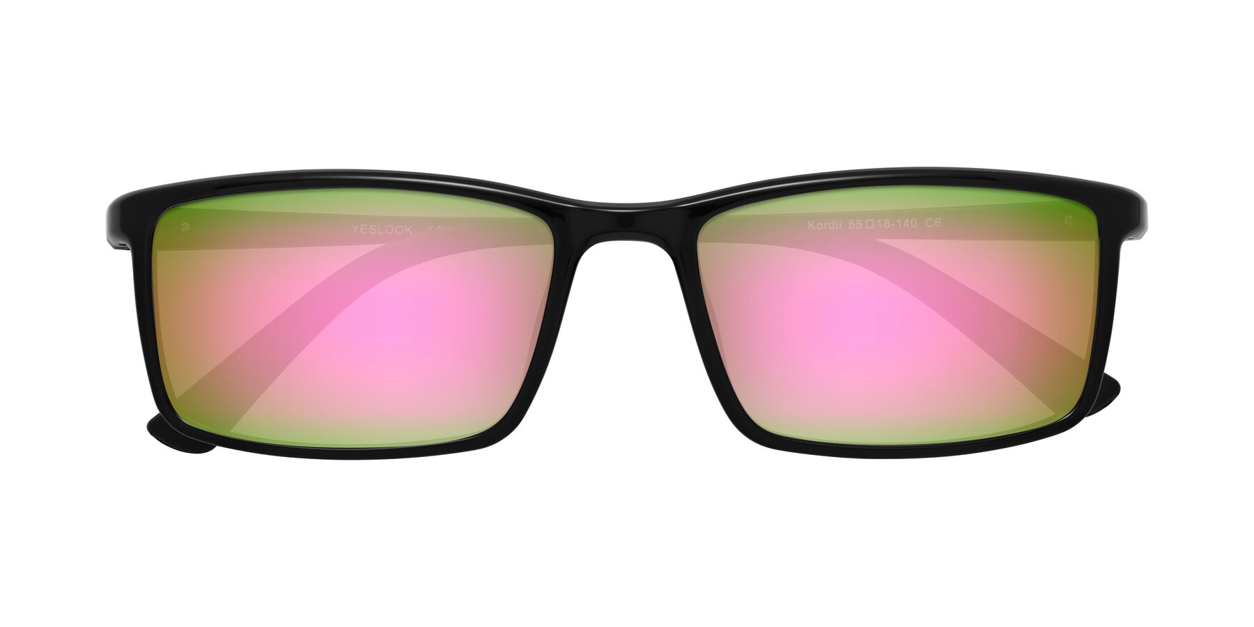 Folded Front of Kordii in Black with Pink Mirrored Lenses