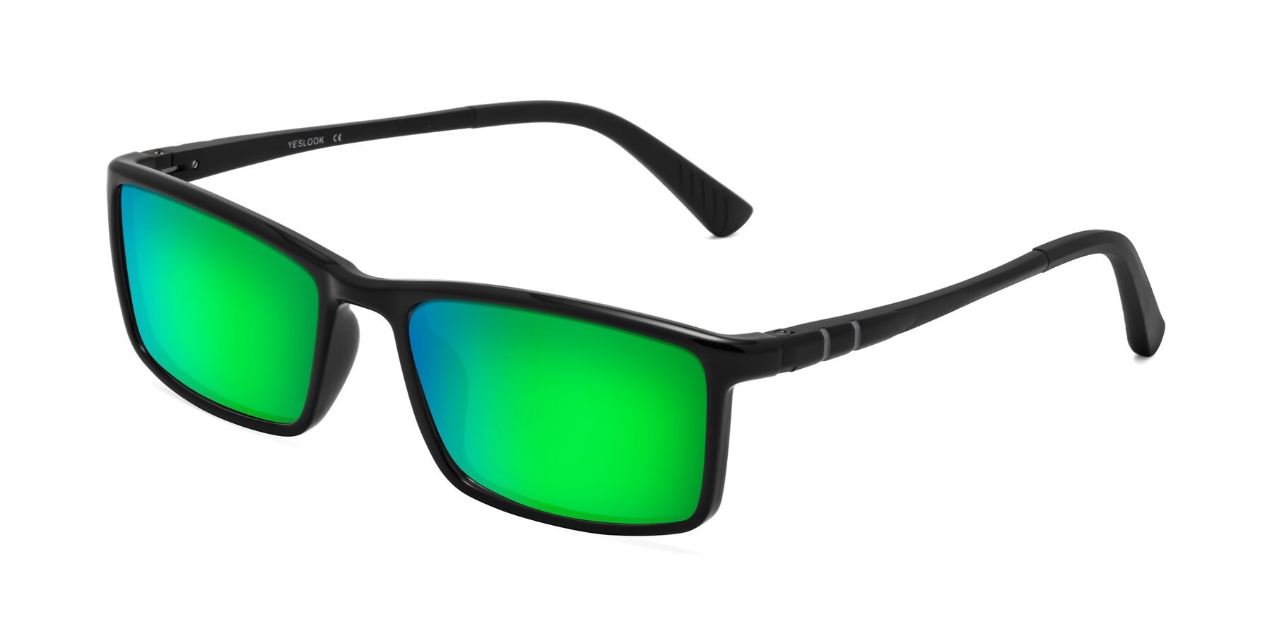 Angle of Kordii in Black with Green Mirrored Lenses