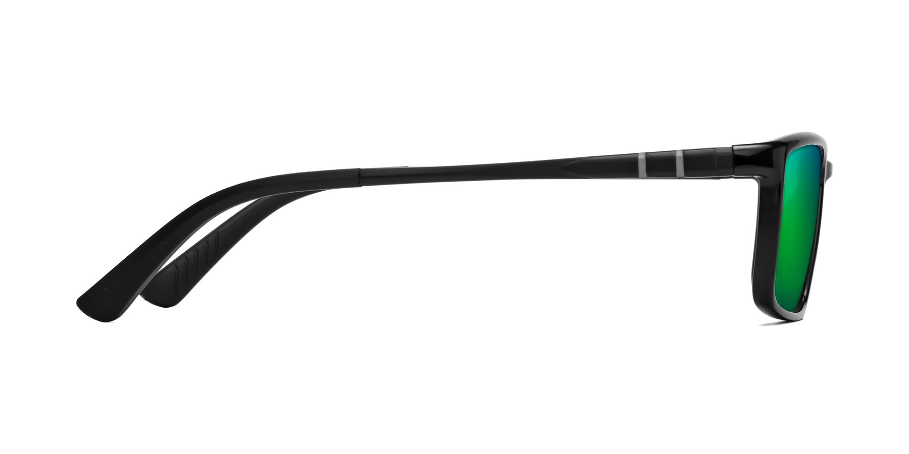 Side of Kordii in Black with Green Mirrored Lenses