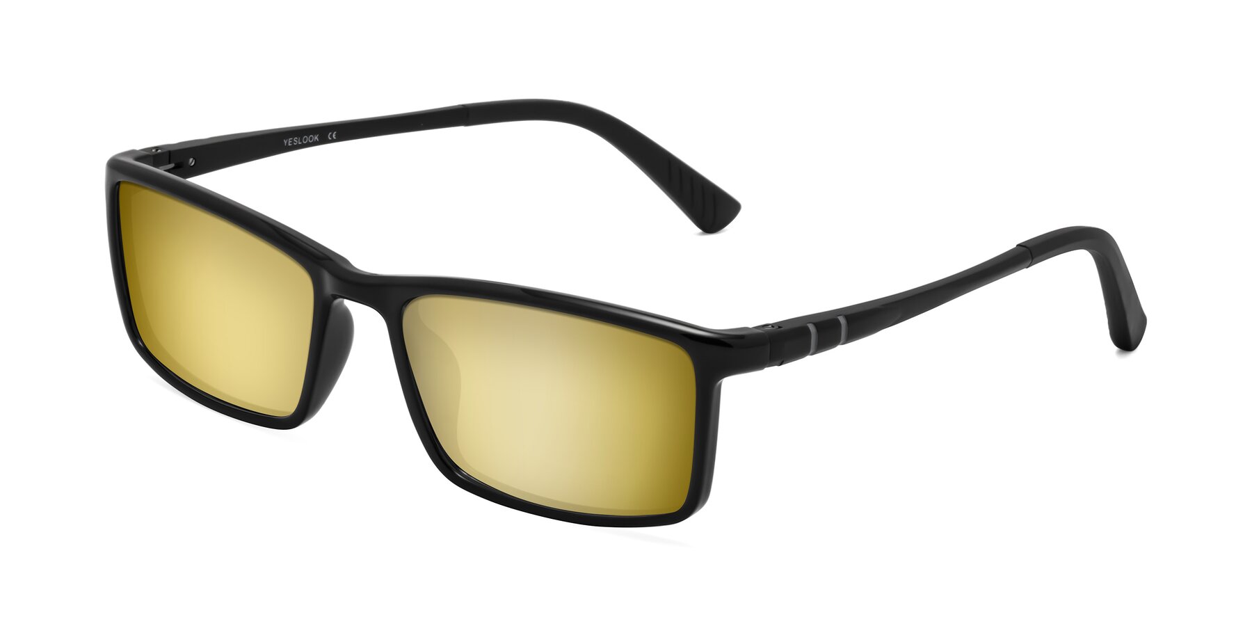 Angle of Kordii in Black with Gold Mirrored Lenses