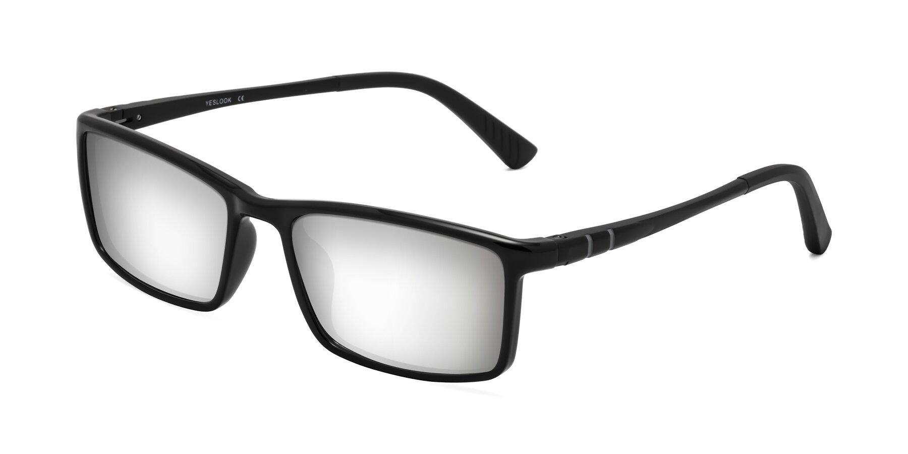 Angle of Kordii in Black with Silver Mirrored Lenses