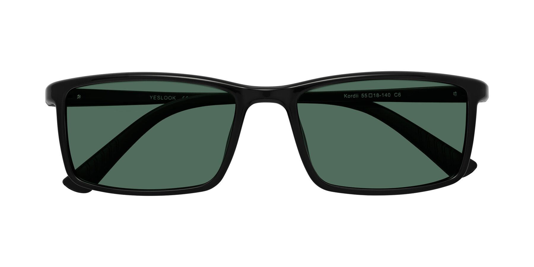 Folded Front of Kordii in Black with Green Polarized Lenses