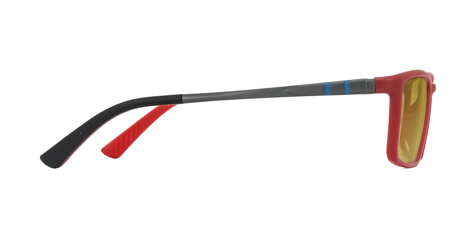 Side of Kordii in Matte Red/Silver with Champagne Tinted Lenses