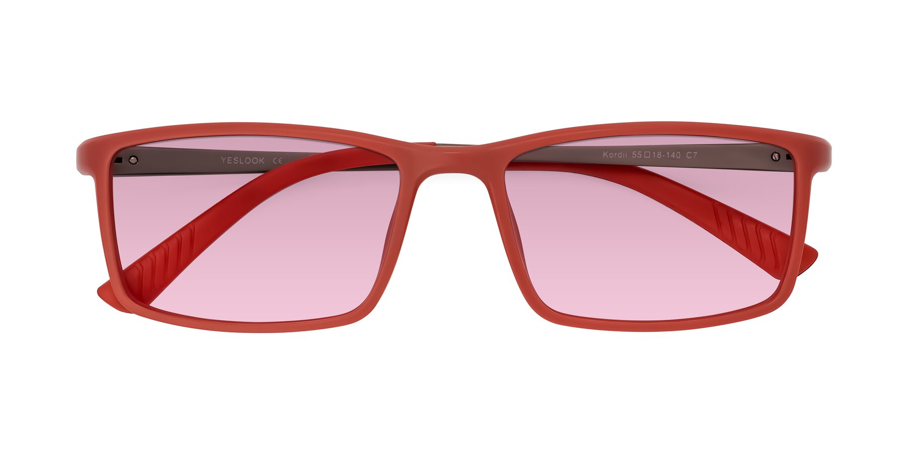Folded Front of Kordii in Matte Red/Silver with Light Wine Tinted Lenses