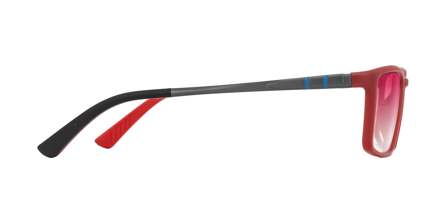 Side of Kordii in Matte Red/Silver with Pink Gradient Lenses