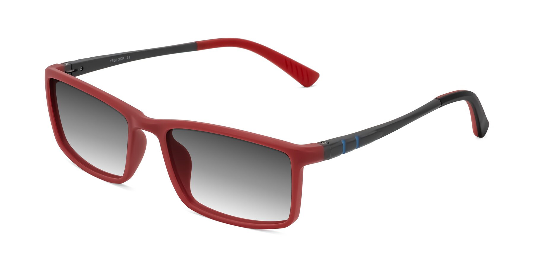 Angle of Kordii in Matte Red/Silver with Gray Gradient Lenses
