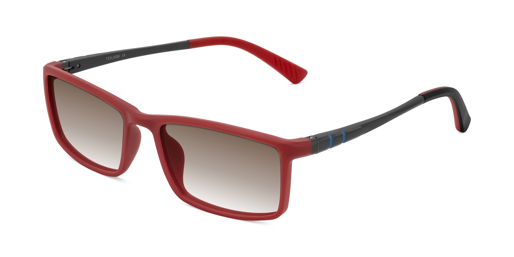 Angle of Kordii in Matte Red/Silver with Brown Gradient Lenses