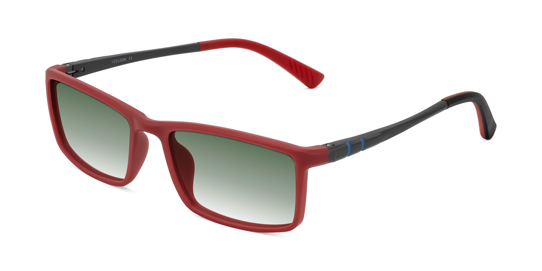 Angle of Kordii in Matte Red/Silver with Green Gradient Lenses