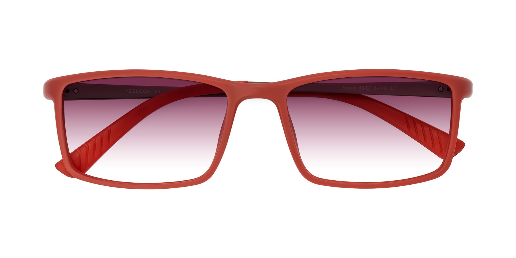 Folded Front of Kordii in Matte Red/Silver with Wine Gradient Lenses