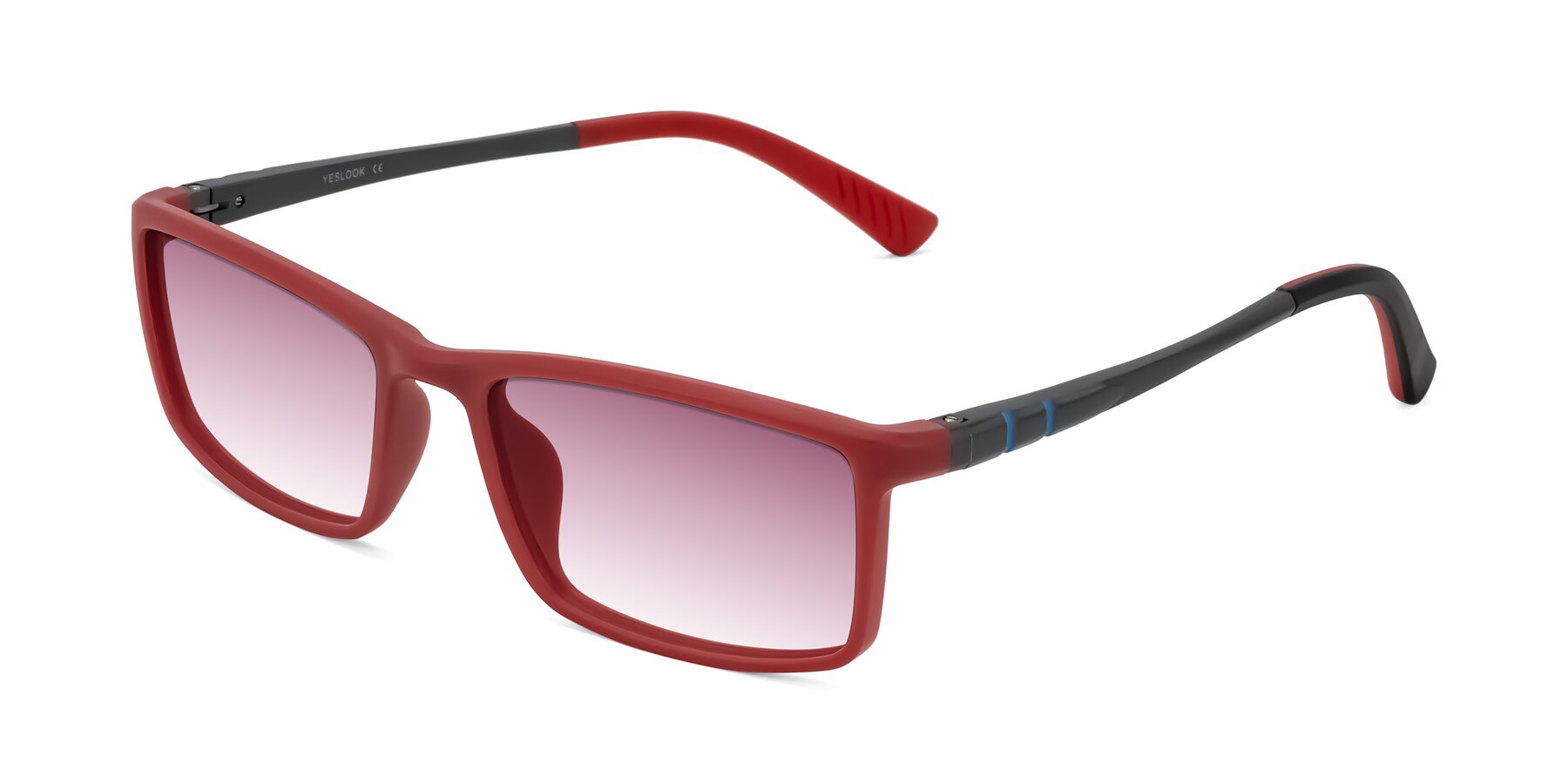Angle of Kordii in Matte Red/Silver with Wine Gradient Lenses
