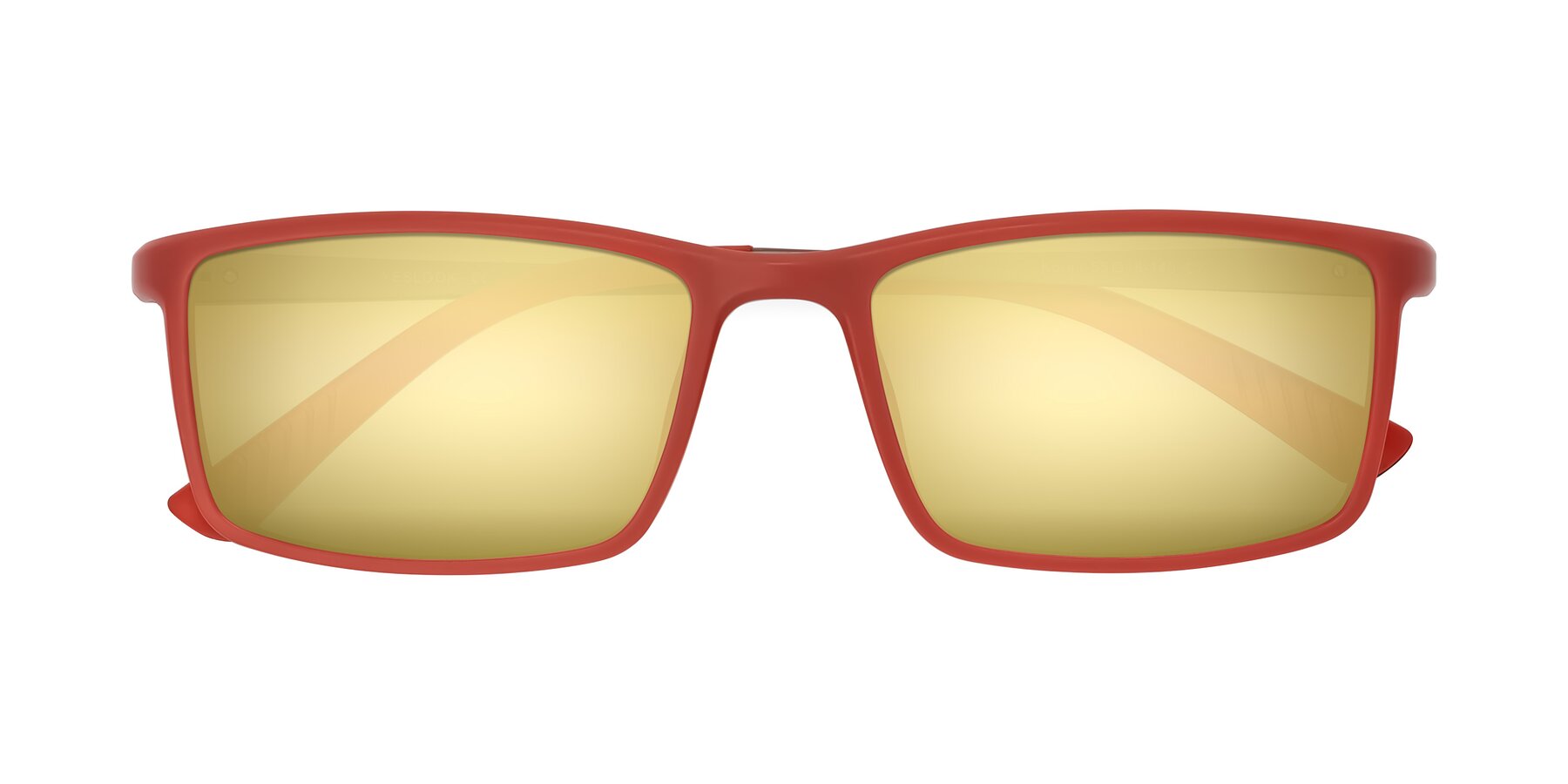 Folded Front of Kordii in Matte Red/Silver with Gold Mirrored Lenses