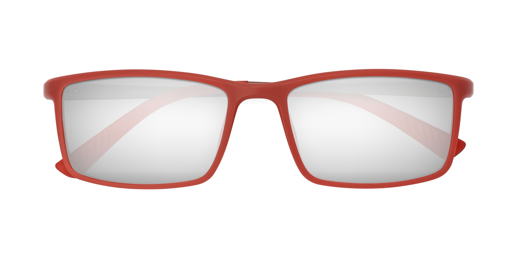 Folded Front of Kordii in Matte Red/Silver with Silver Mirrored Lenses