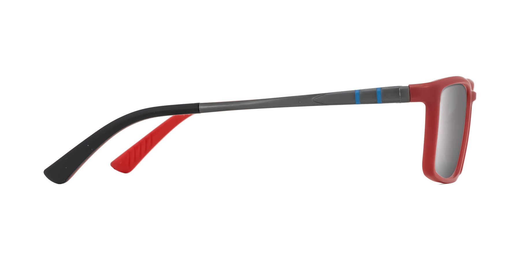 Side of Kordii in Matte Red/Silver with Silver Mirrored Lenses