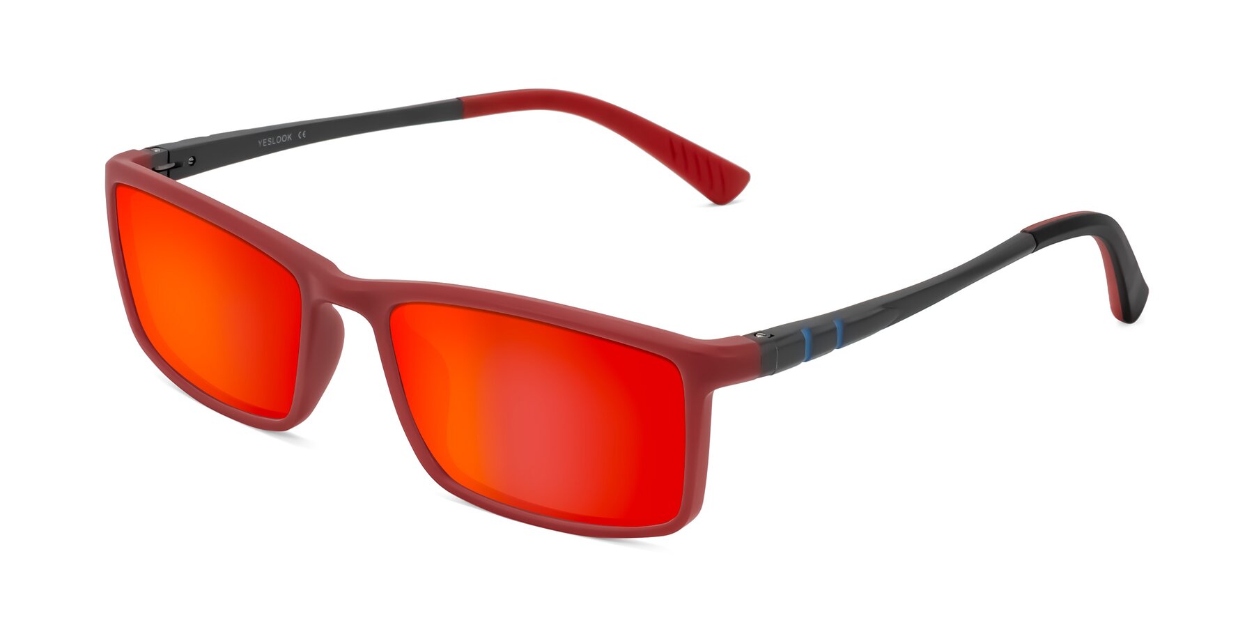 Angle of Kordii in Matte Red/Silver with Red Gold Mirrored Lenses