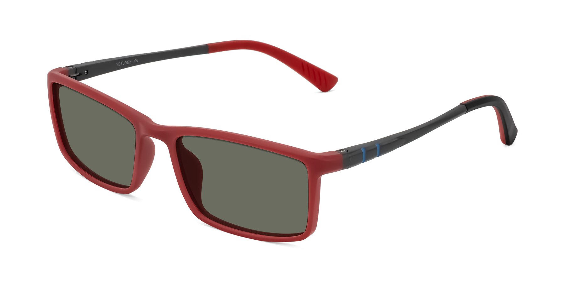 Angle of Kordii in Matte Red/Silver with Gray Polarized Lenses