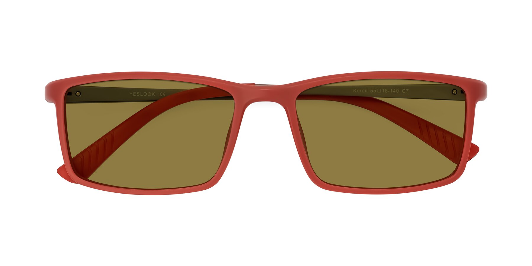 Folded Front of Kordii in Matte Red/Silver with Brown Polarized Lenses