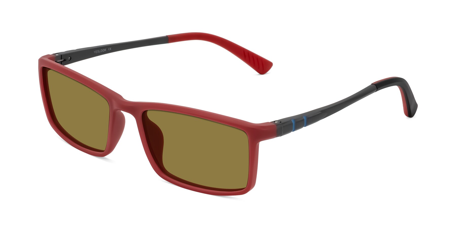 Angle of Kordii in Matte Red/Silver with Brown Polarized Lenses
