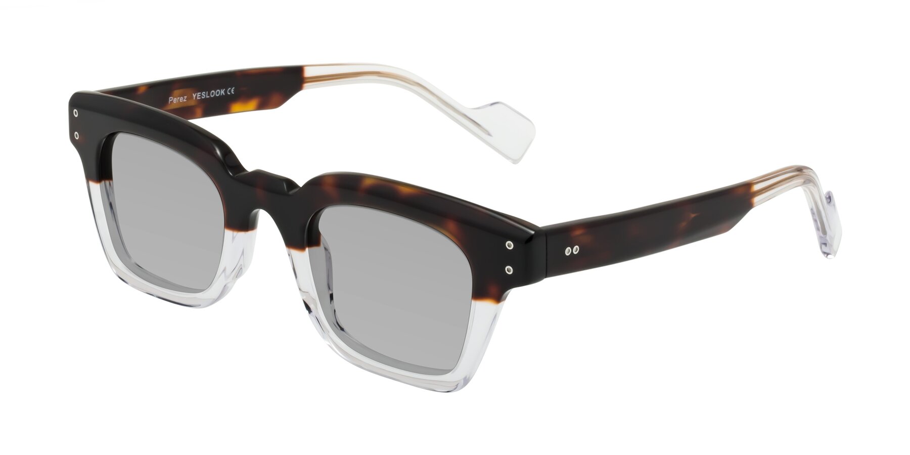 Angle of Perez in Dark Tortoise/Clear with Light Gray Tinted Lenses