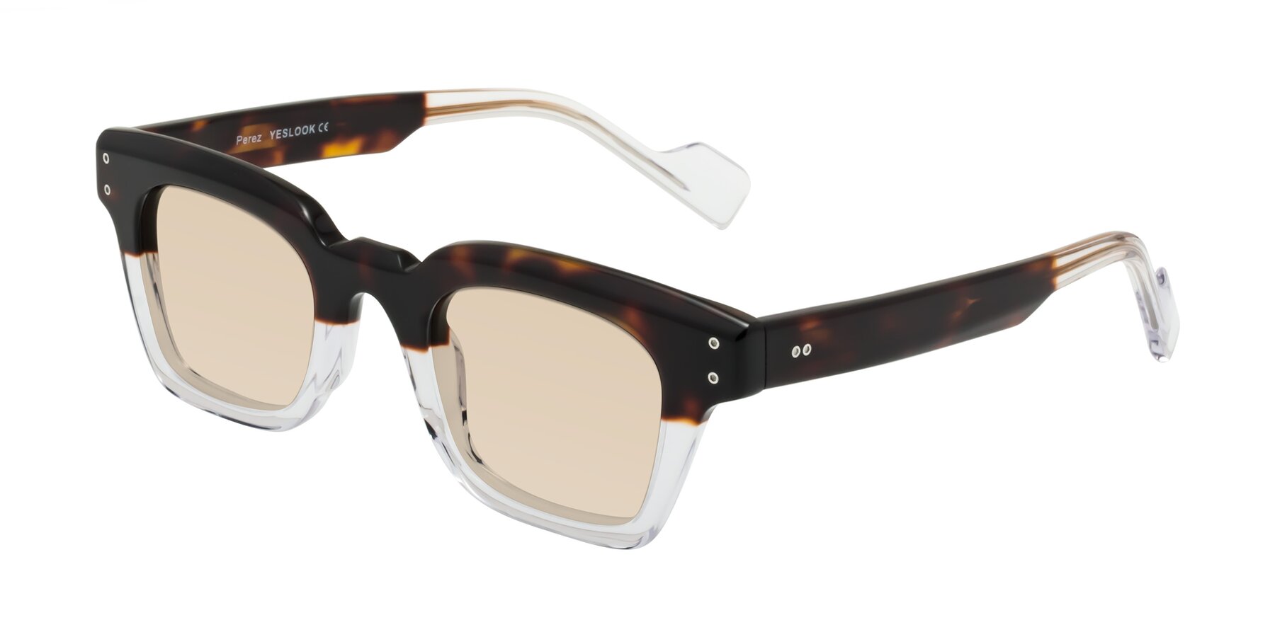Angle of Perez in Dark Tortoise/Clear with Light Brown Tinted Lenses