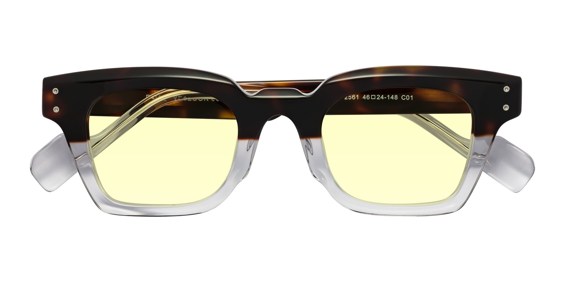 Folded Front of Perez in Dark Tortoise/Clear with Light Yellow Tinted Lenses